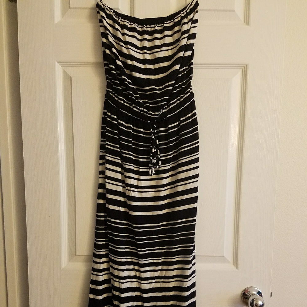 XXS J.Crew Strapless Striped Maxi Dress